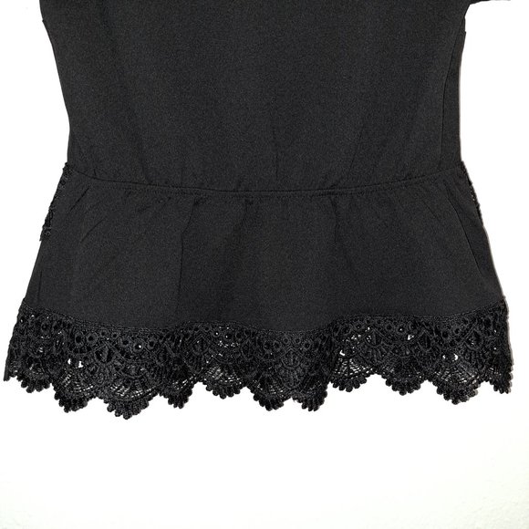 Haute Monde Blouse Plus Waist Lace Short Sleeve Black Color Size M Preowned - Picture 5 of 9